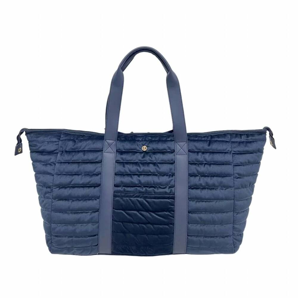 NEW LEMONBELLA women's duffel traveler bag in sapphire velvet puffer